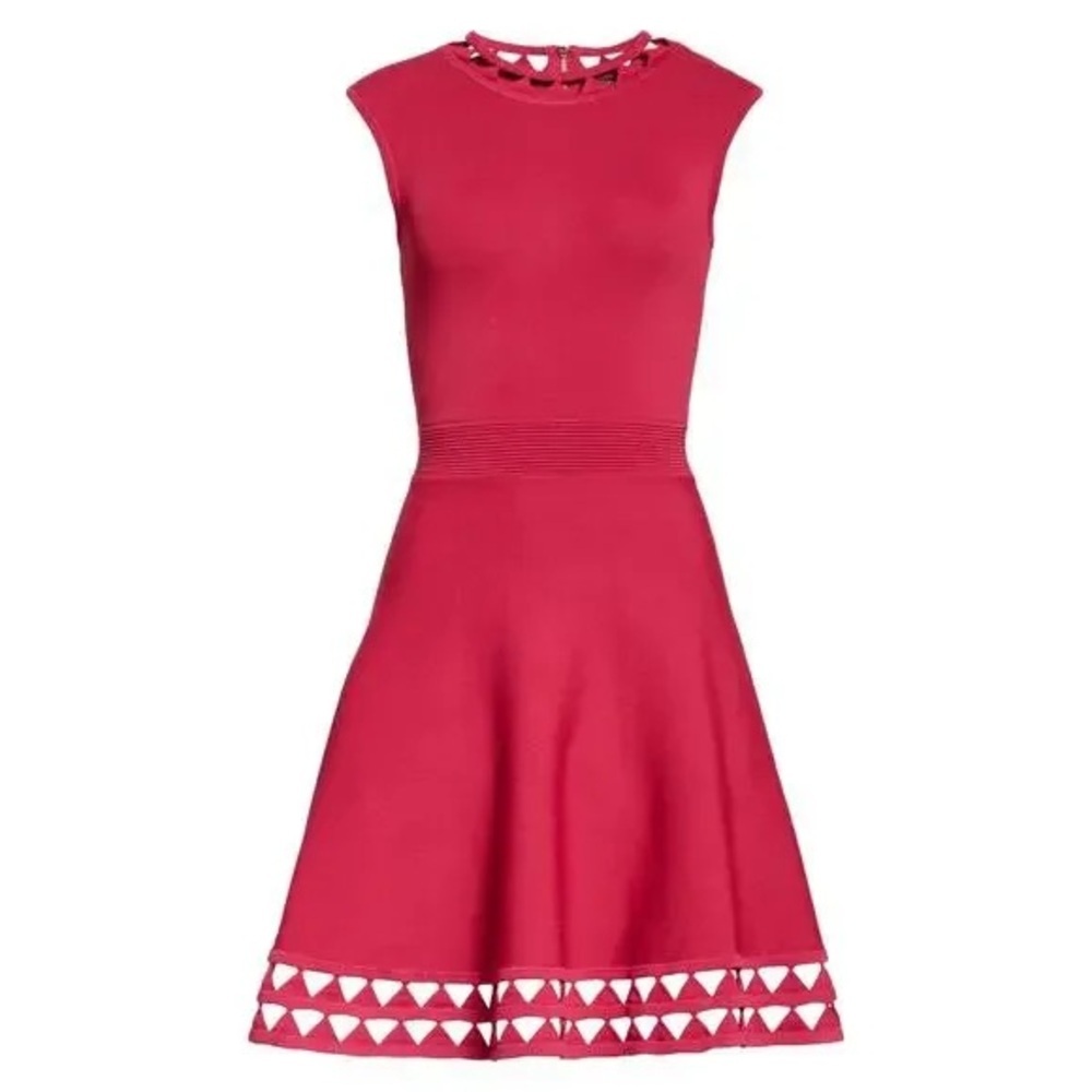 Ted Baker London Kathryn Cut Out Detail Elegant Sleeveless Pink Skater Dress - Picture 11 of 12